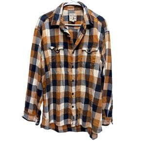 Red Head Mens Plaid Flannel Shirt Long Sleeve Button Up Casual Workwear